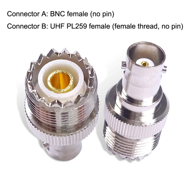 BNC Female Jack To UHF PL-259 Female Straight Type RF Coax Adapter Connector, BNC Female To UHF Female BNC Female Jack To UHF PL-259 Female Straight Type RF Coax Adapter Connector, BNC Female To UHF Female
